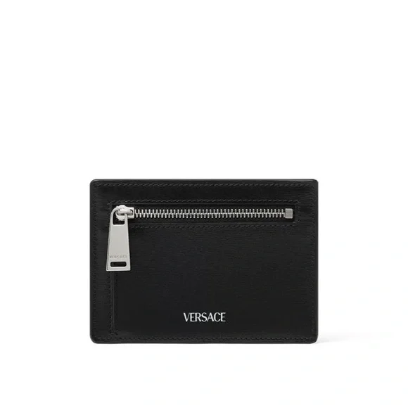 Versace Cargo Cardholder Black Pouch with Silver Zipper - Picture 1 of 5